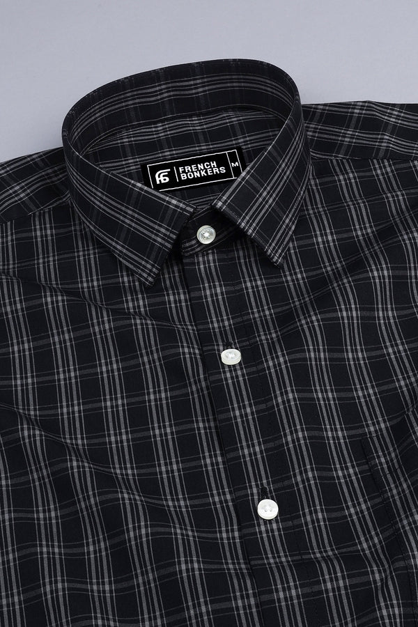 Black with cream check shirt