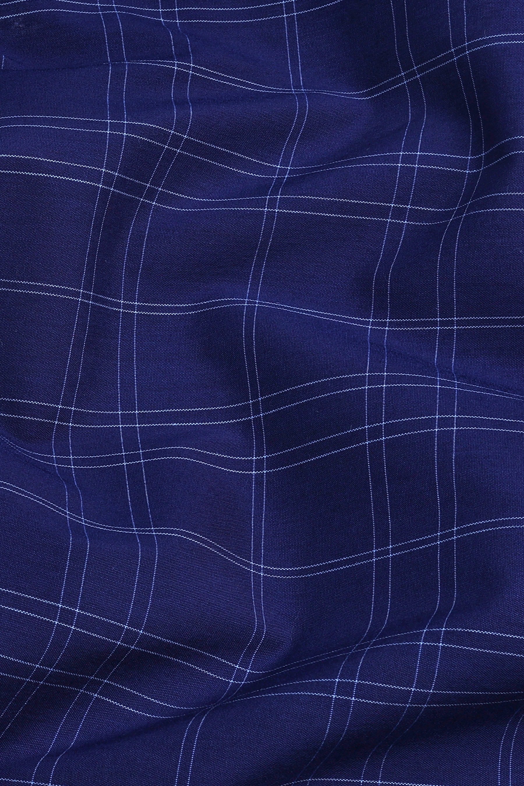 Royal blue with white box check shirt