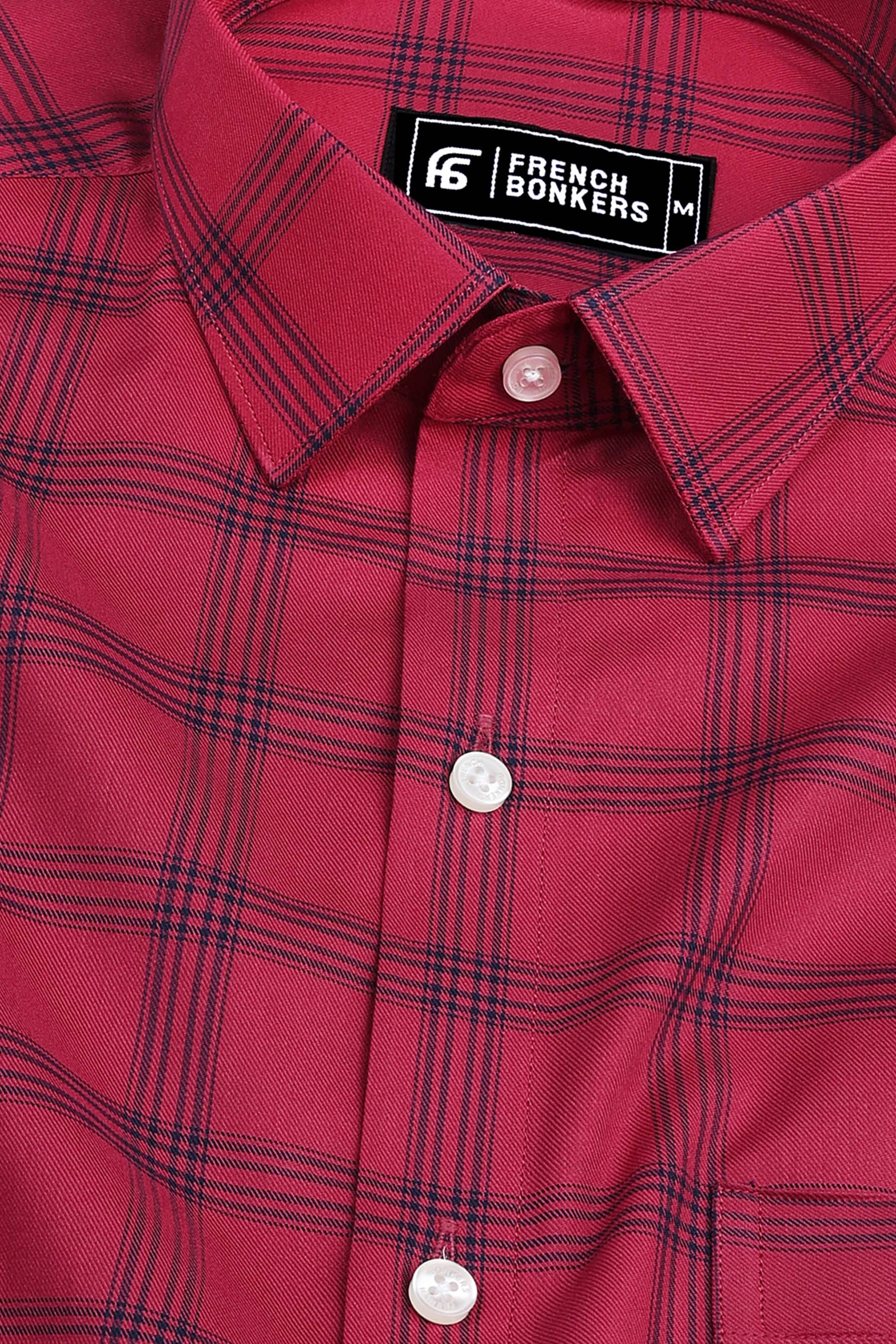 Carrot red with navy blue box check shirt