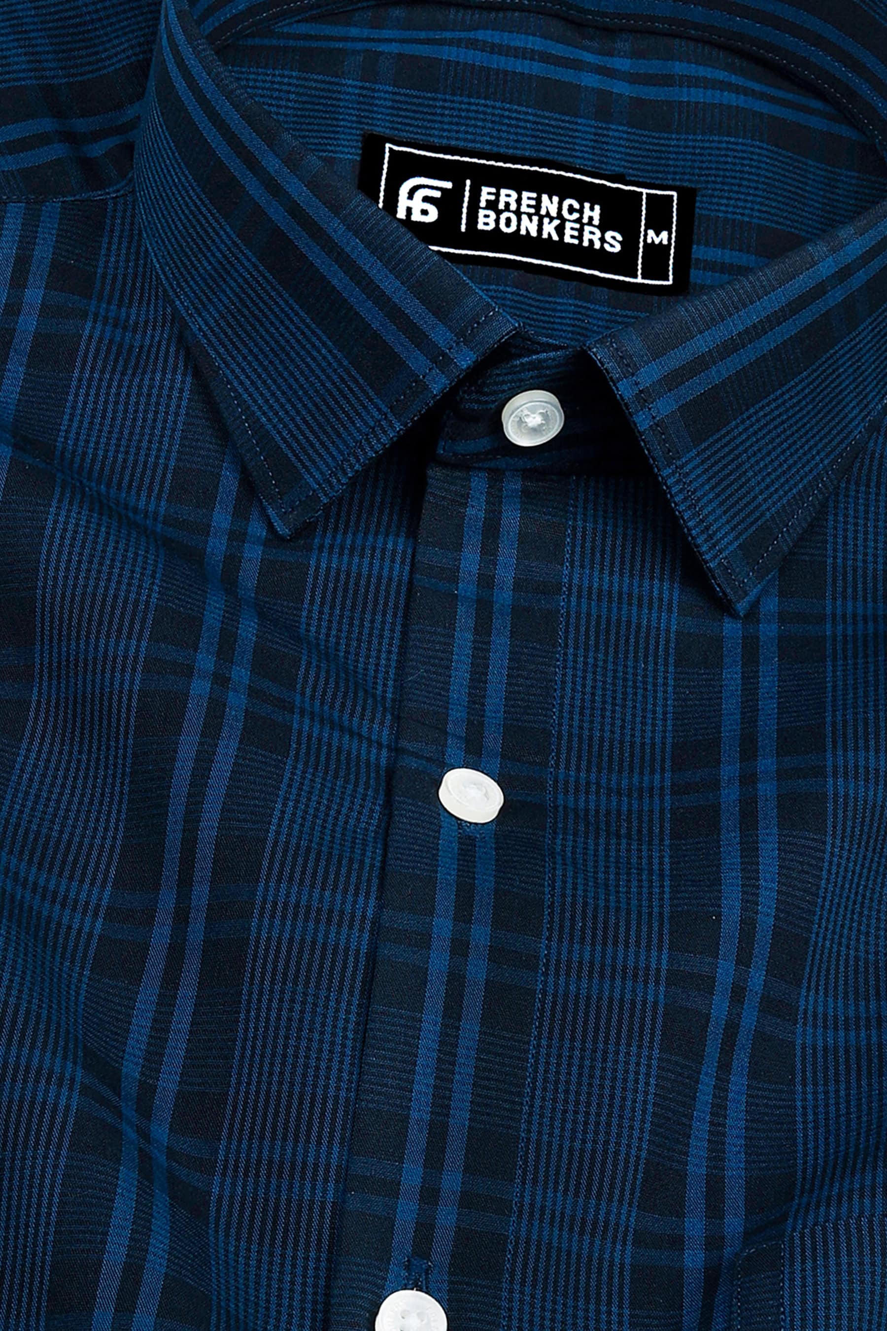 Blue with royal blue lines check shirt