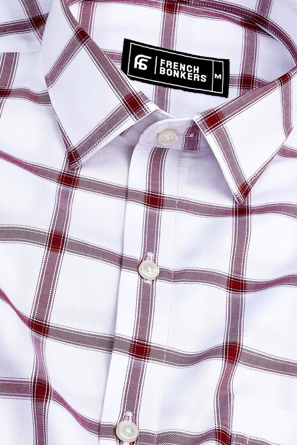 White with red windowpane check shirt