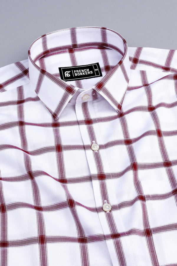 White with red windowpane check shirt