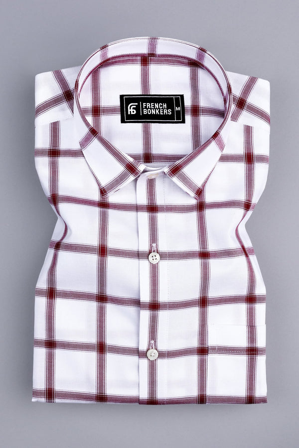 White with red windowpane check shirt