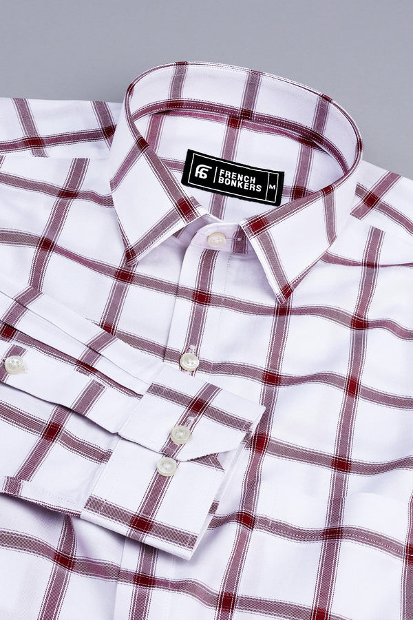 White with red windowpane check shirt