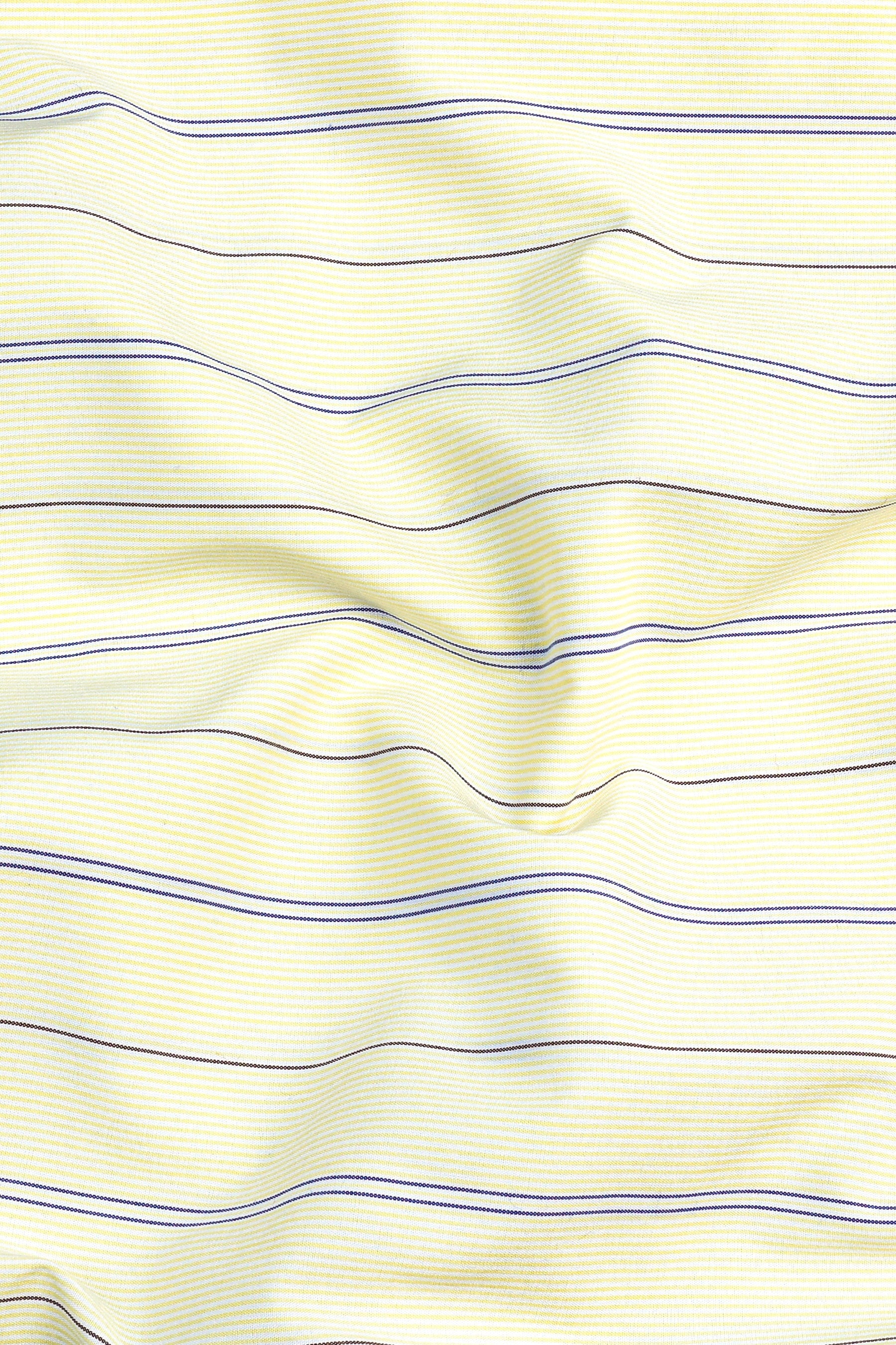 Butter yellow with royal blue stripe shirt