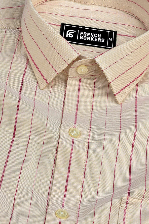 Cream with pink stripe shirt