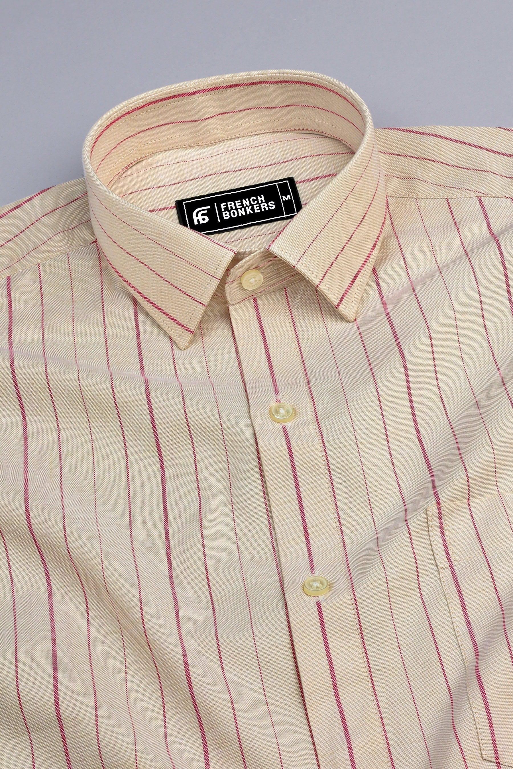 Cream with pink stripe shirt