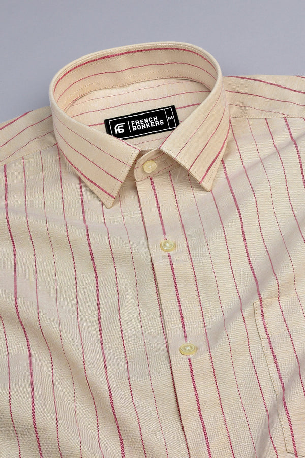 Cream with pink stripe shirt