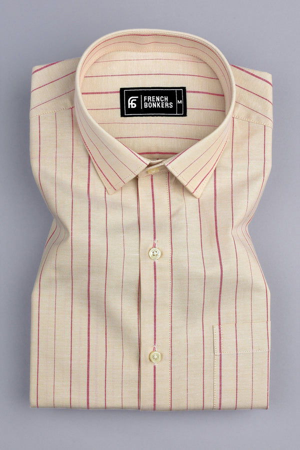 Cream with pink stripe shirt