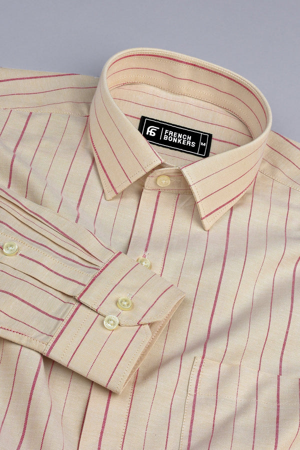 Cream with pink stripe shirt