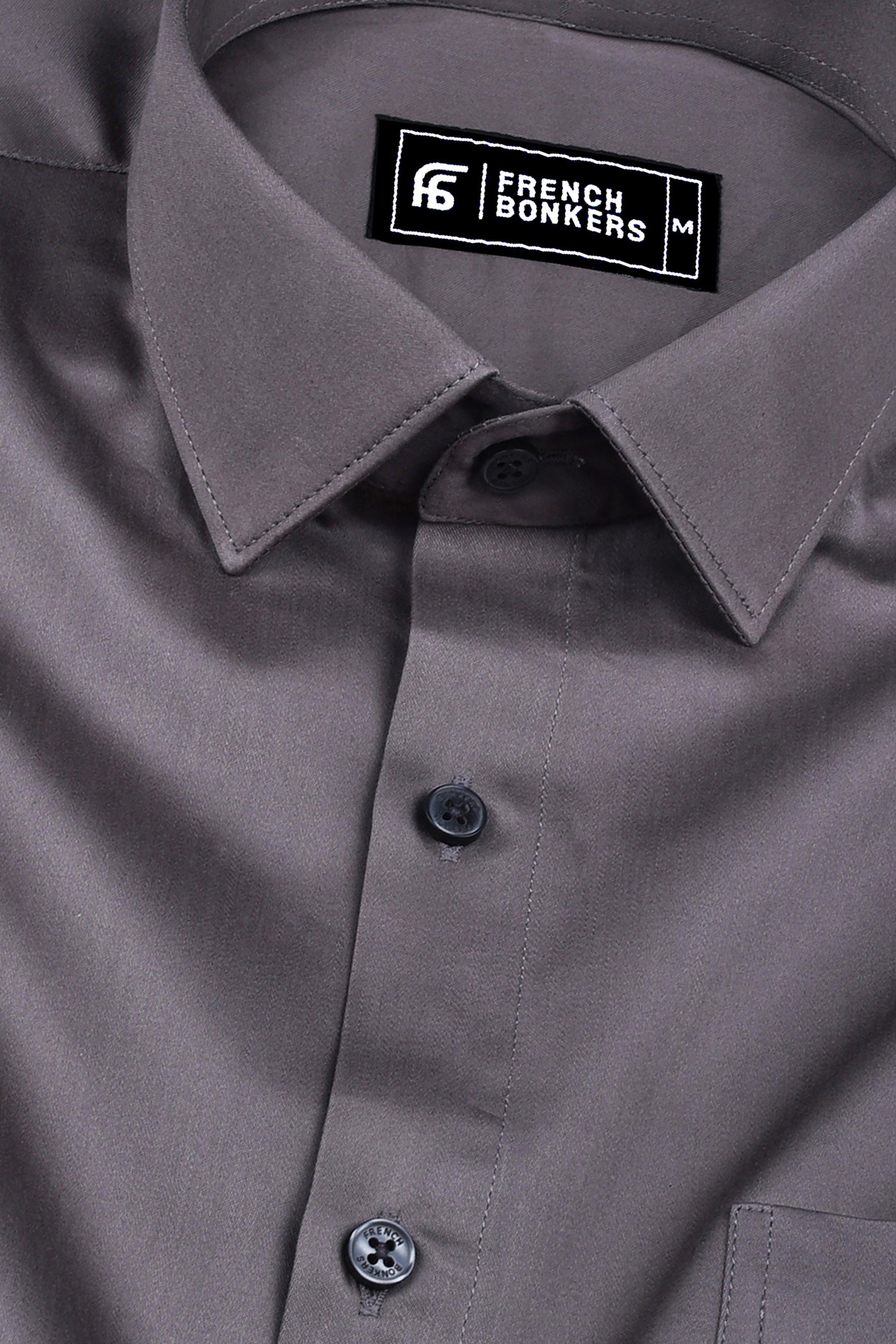 Rainbow dark grey satin cotton shirt