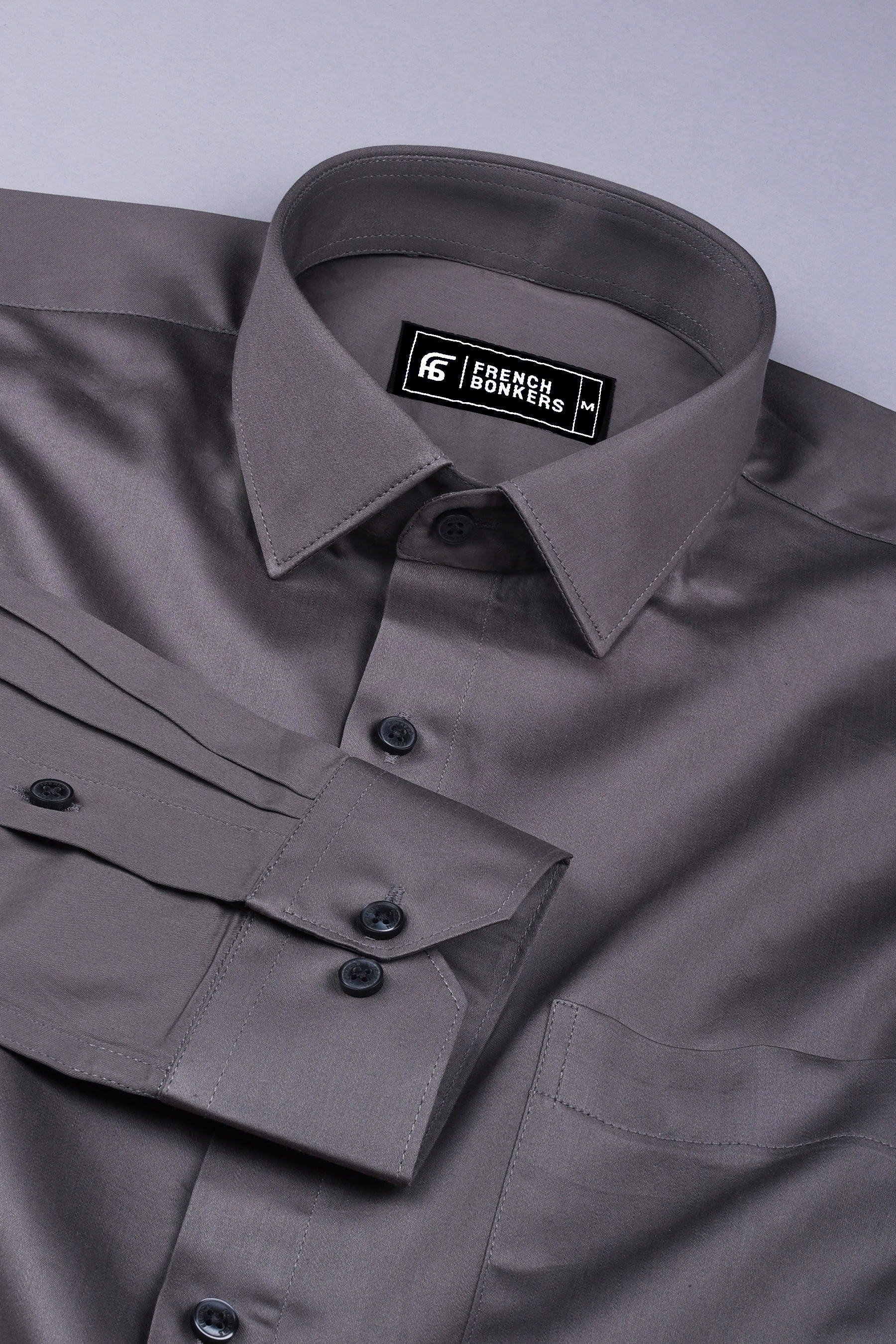 Rainbow dark grey satin cotton shirt