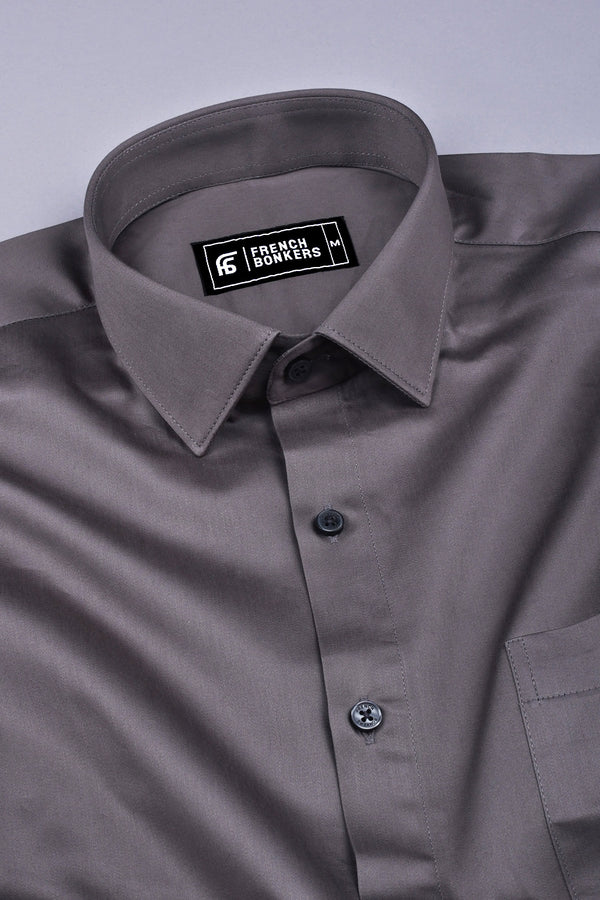 Rainbow dark grey satin cotton shirt