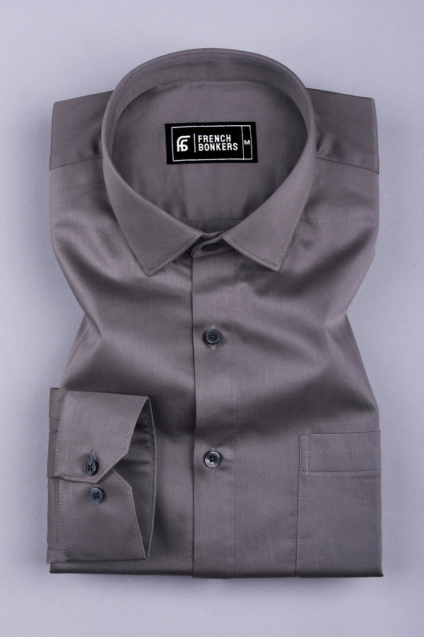 Rainbow dark grey satin cotton shirt