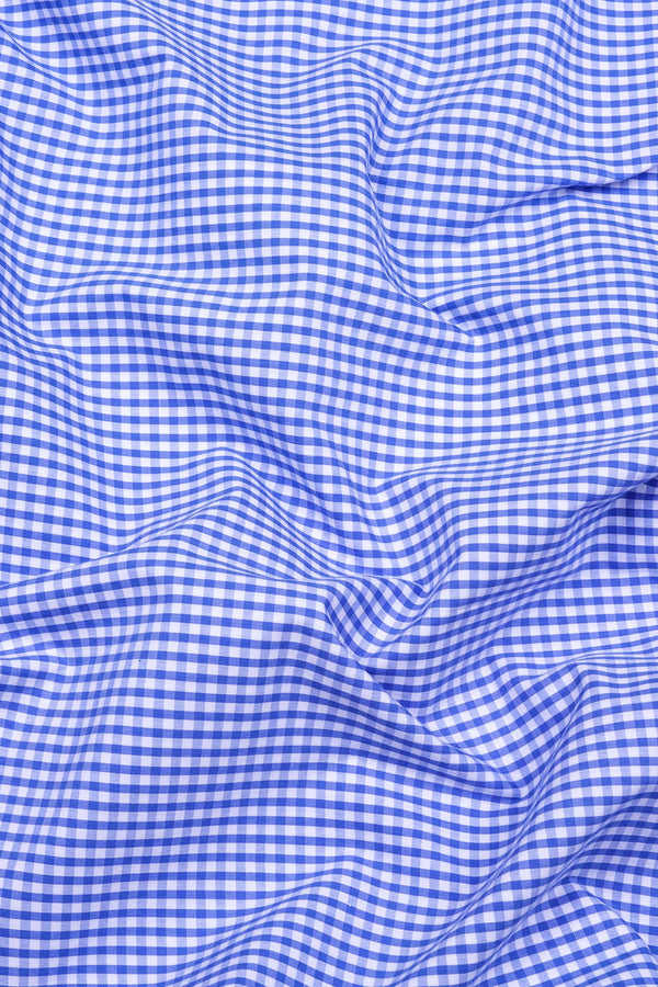 Blue With Light  White Pin Check Cotton Shirt