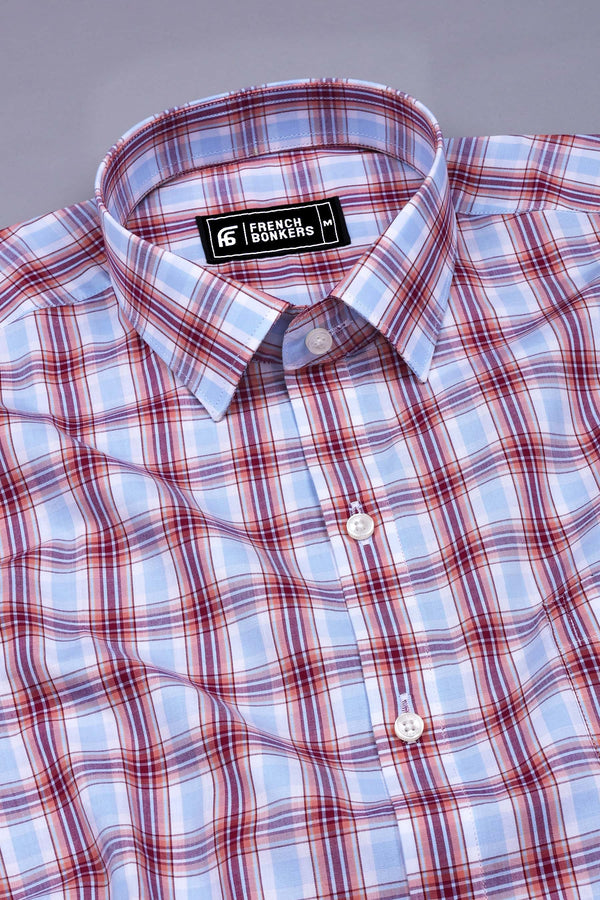 Sky Blue With Multicolor Check Cotton Shirt