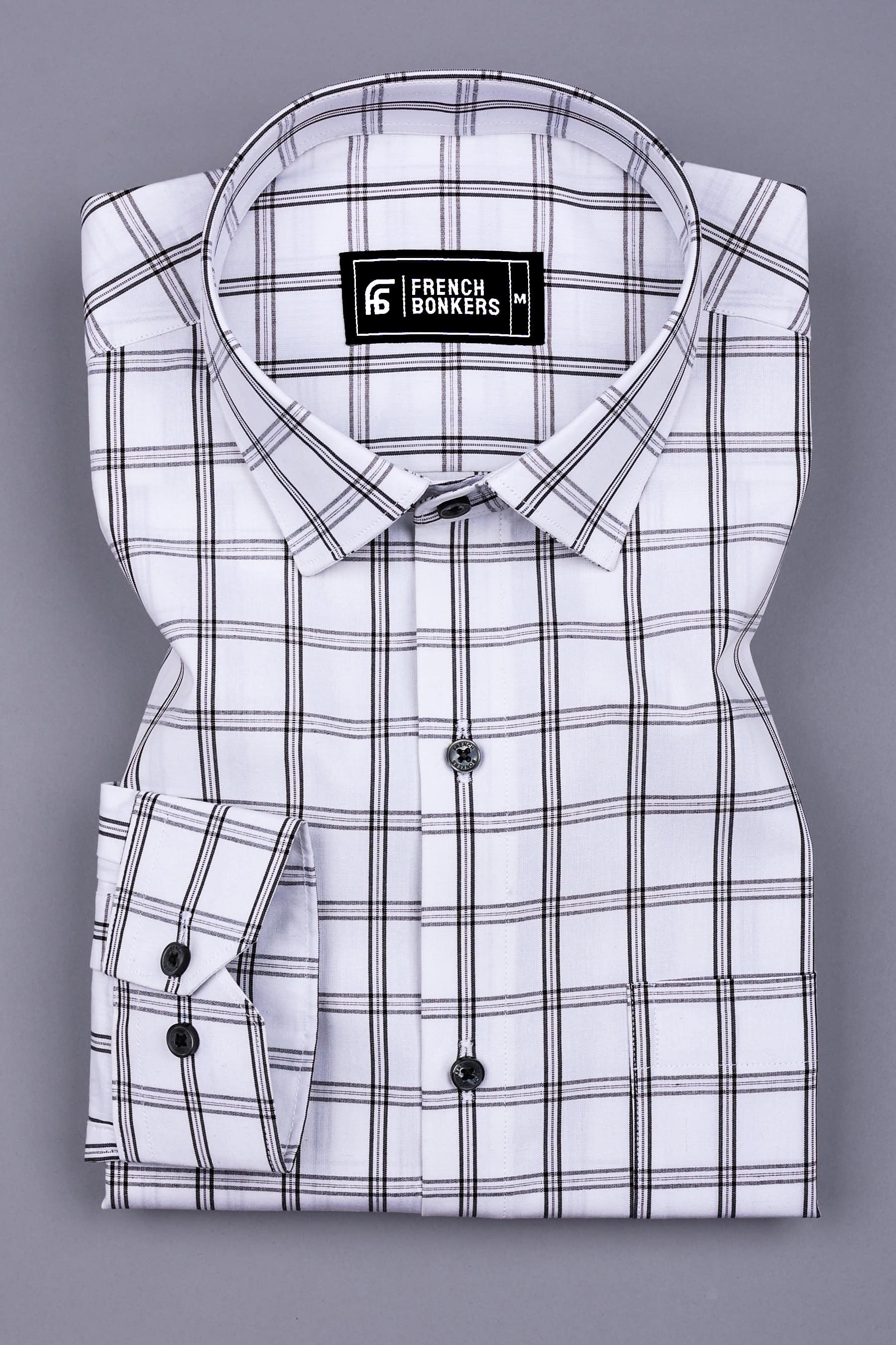 White With Black Windowpane Check Shirt