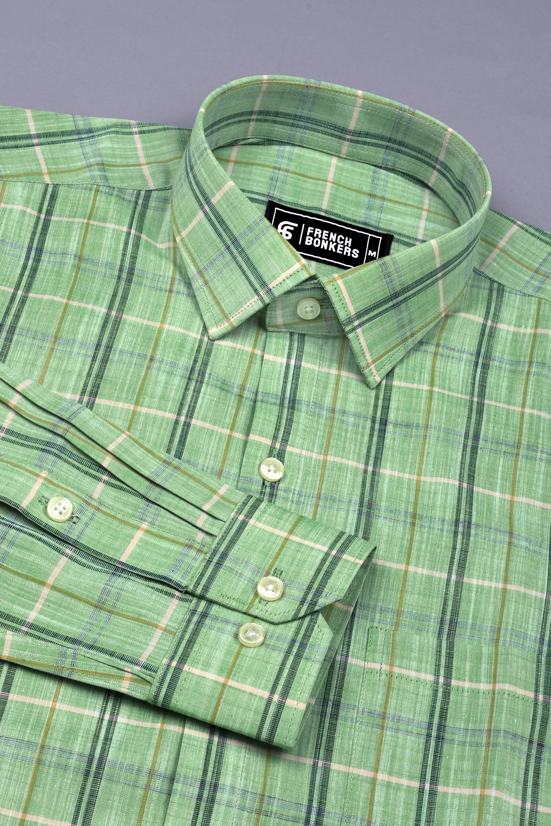 Light Green With Multicolor Check Shirt