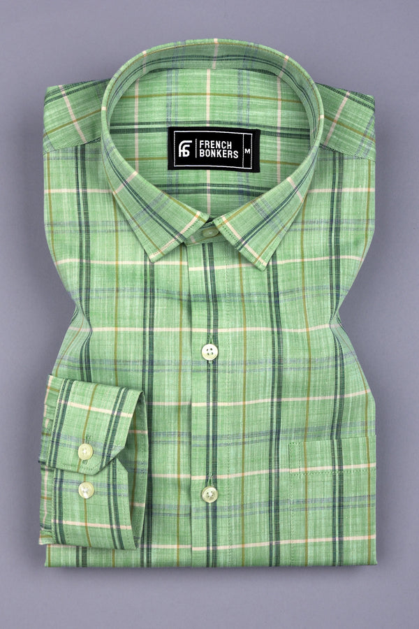 Light Green With Multicolor Check Shirt