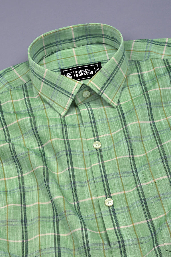 Light Green With Multicolor Check Shirt