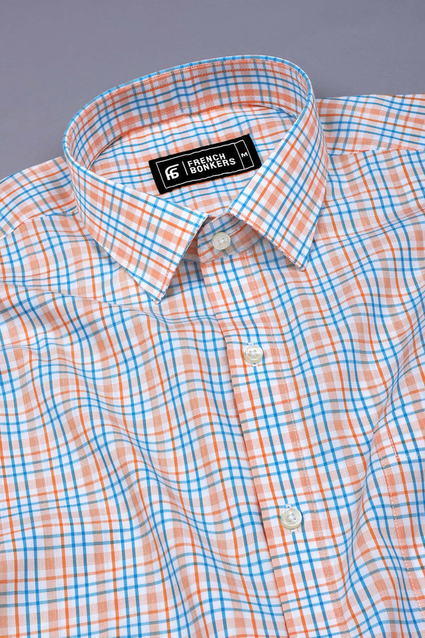 Orange With Blue Check Shirt