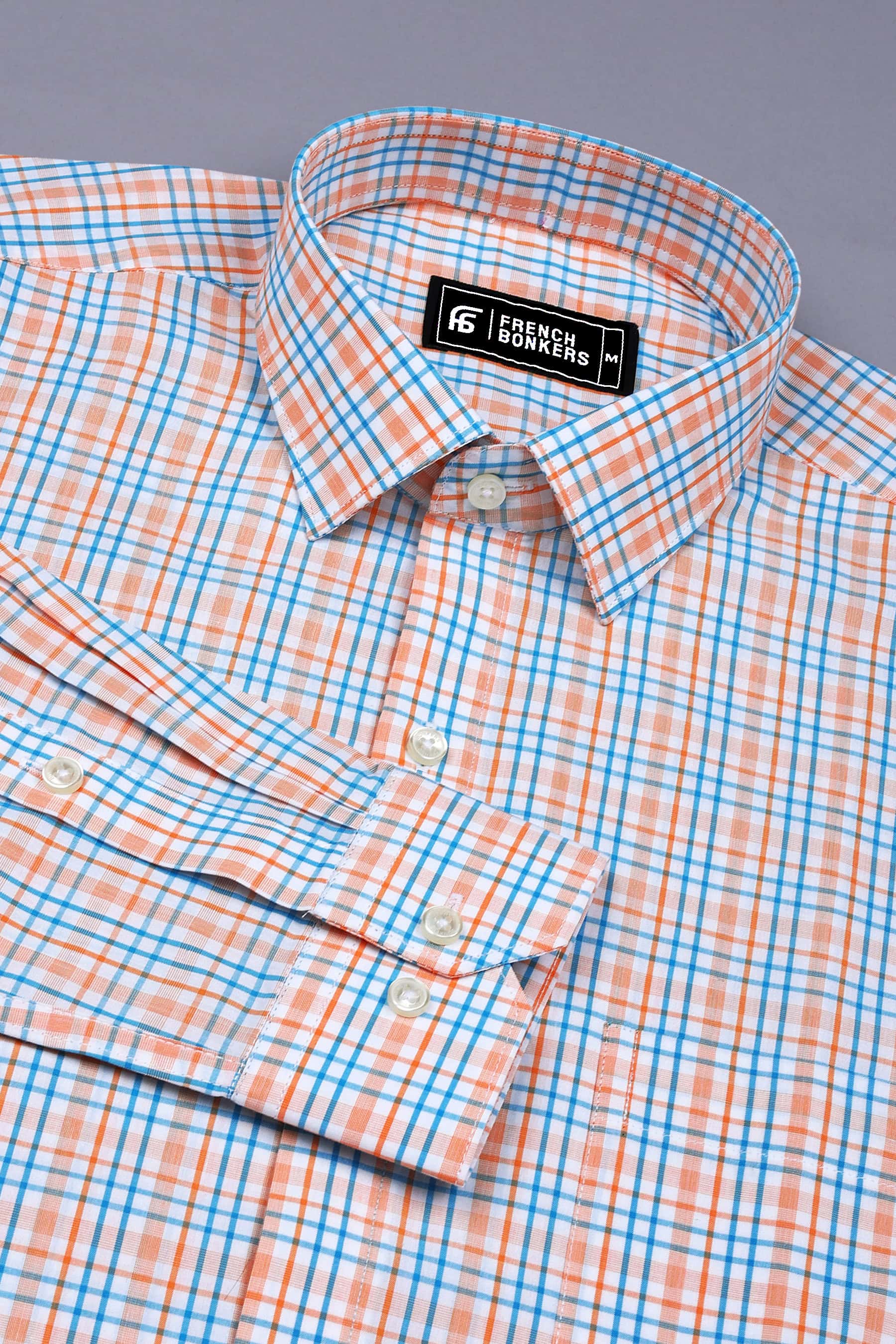 Orange With Blue Check Shirt