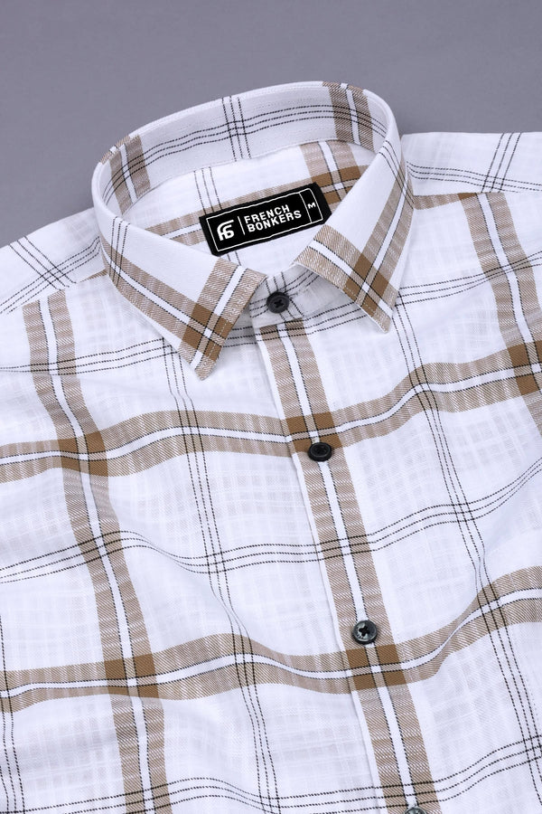 White With Cream windowpane check shirt