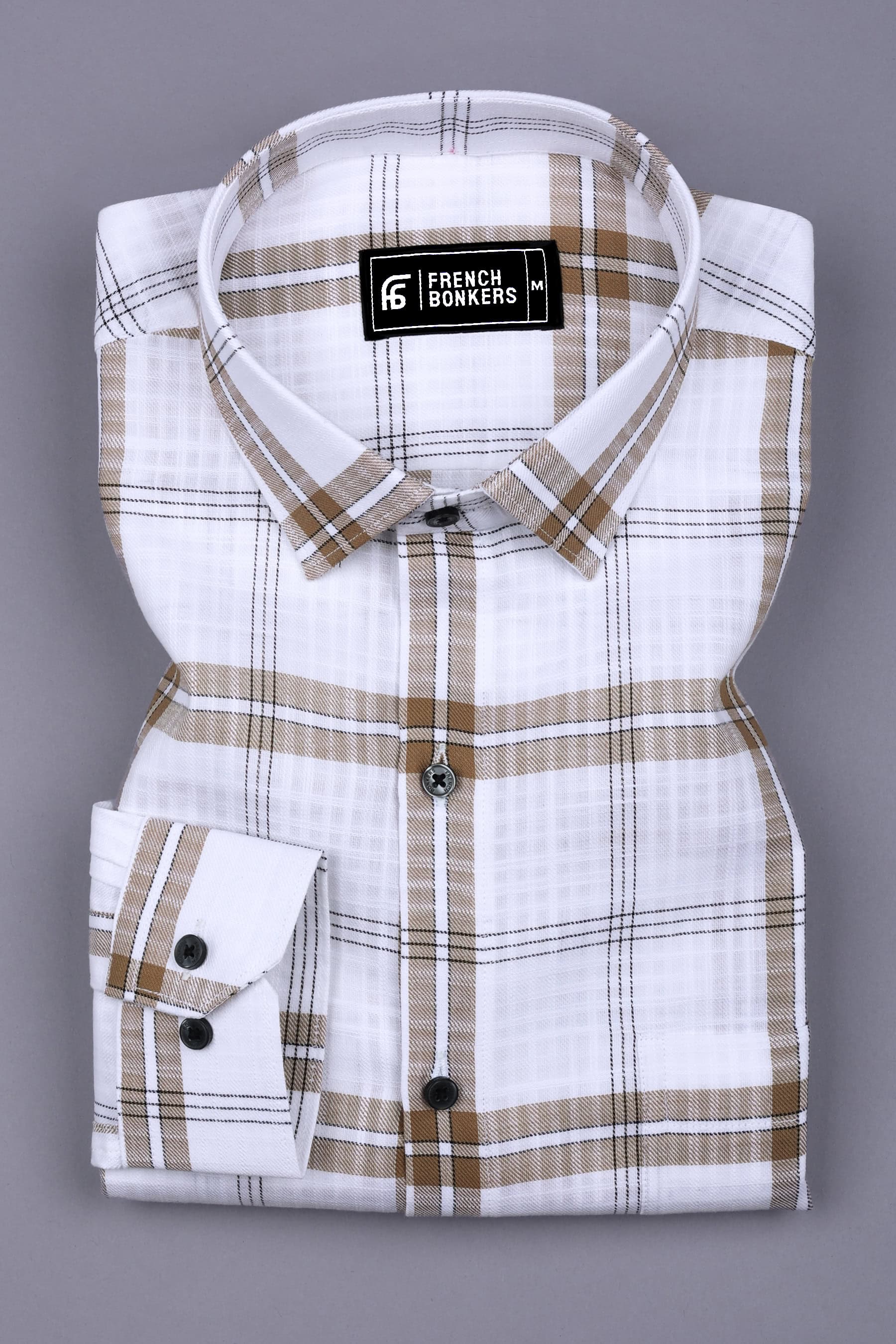 White With Cream windowpane check shirt