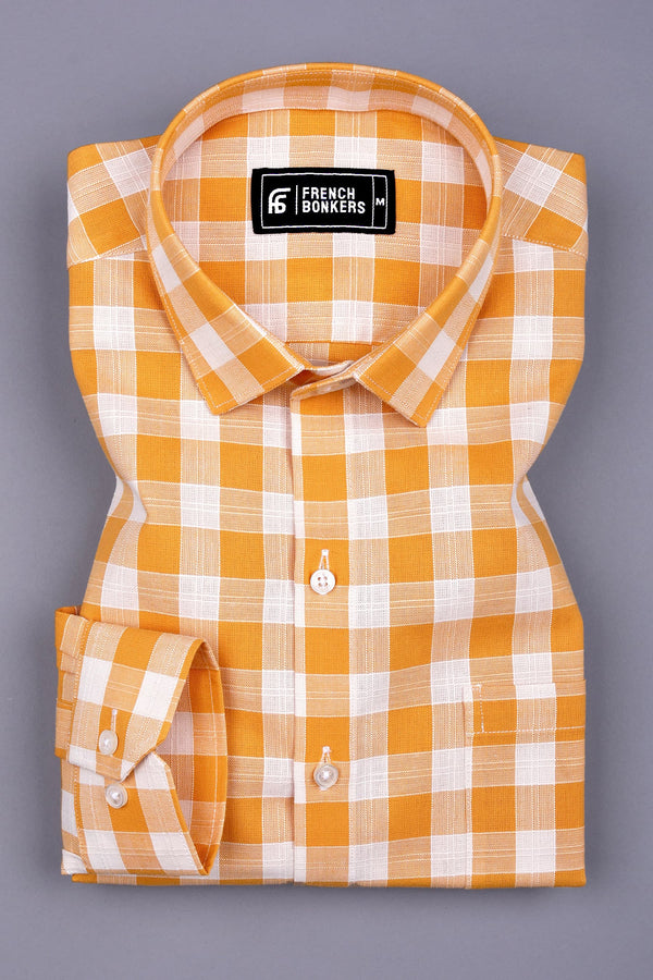 Amber Yellow With White Check Shirt