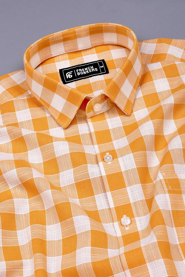 Amber Yellow With White Check Shirt