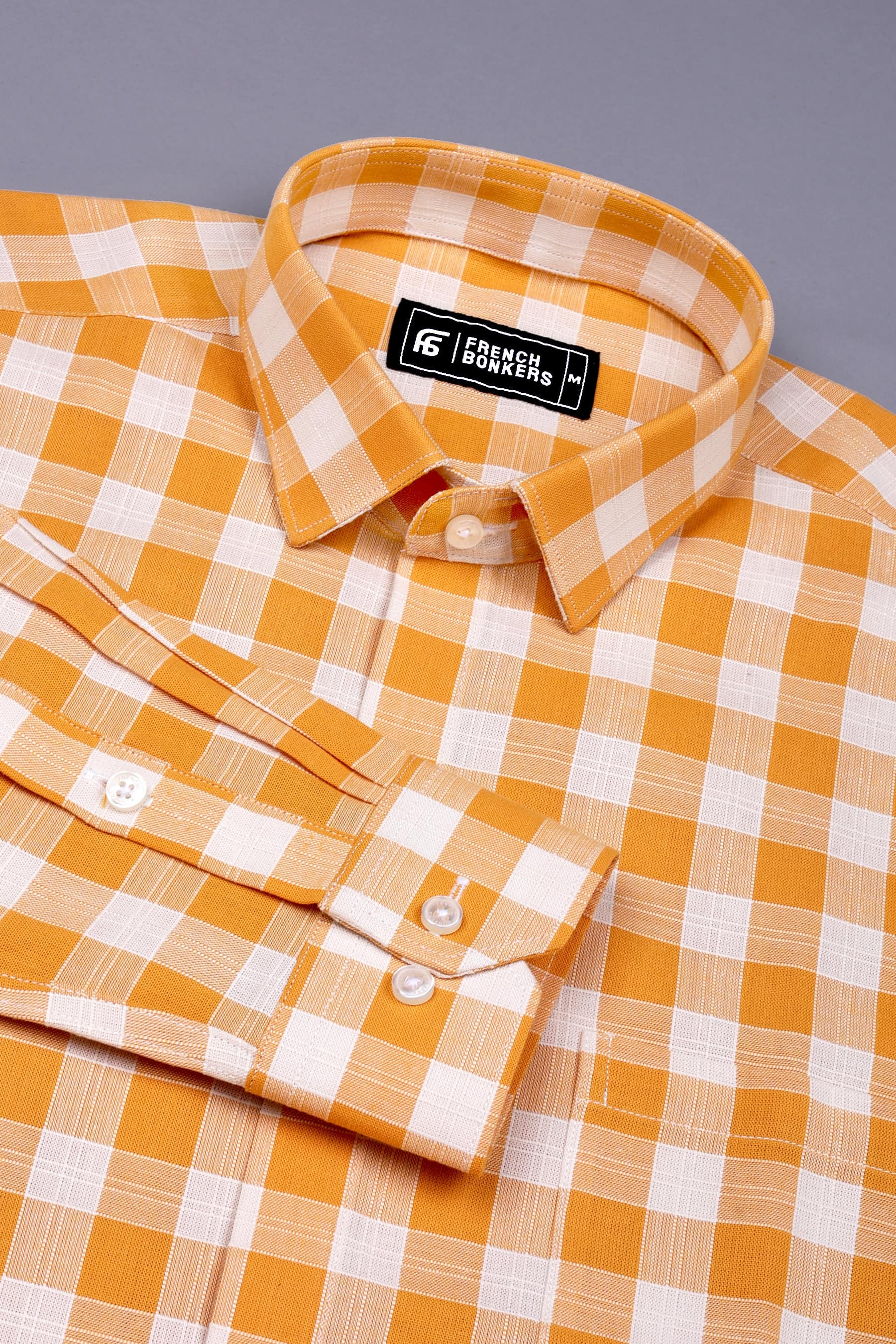 Amber Yellow With White Check Shirt