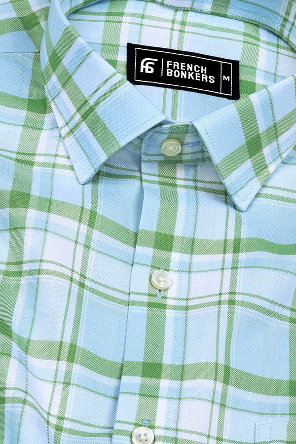 Green With Blue Windowpane Check Shirt