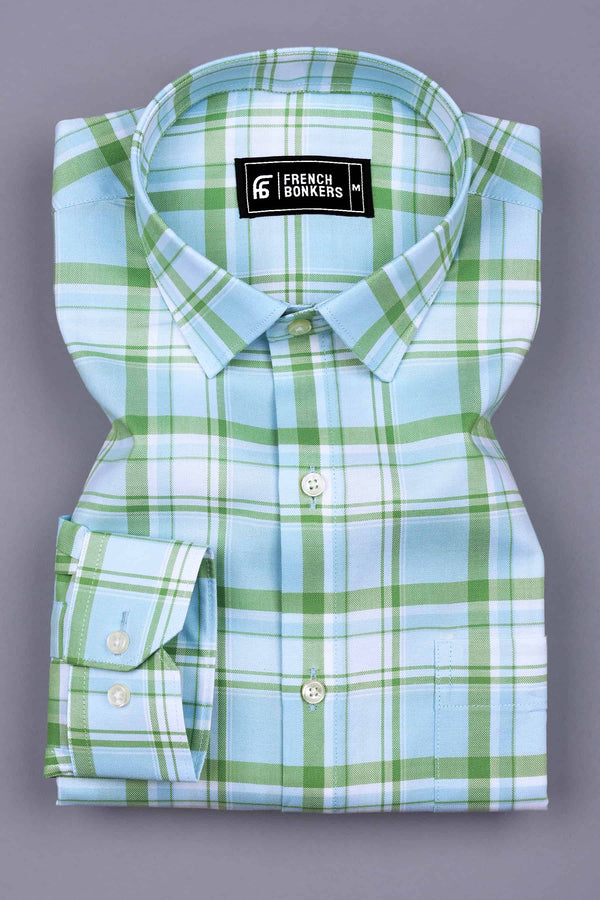 Green With Blue Windowpane Check Shirt