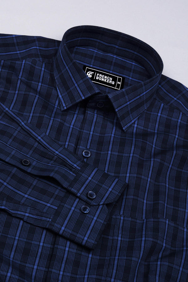 Navyblue With Blue Check Cotton Shirt