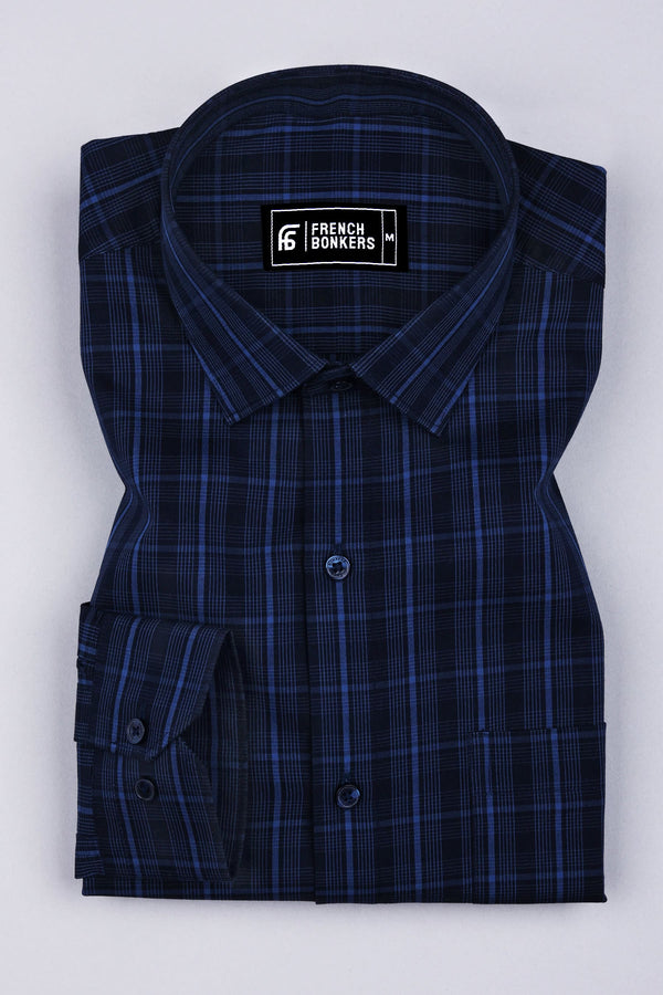 Navyblue With Blue Check Cotton Shirt