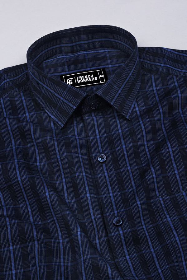 Navyblue With Blue Check Cotton Shirt