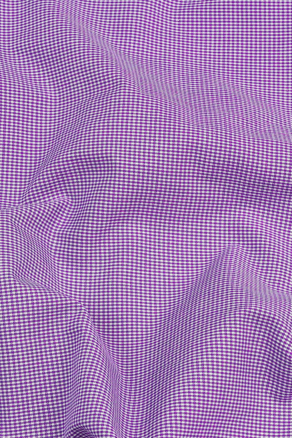 Irish purple with white mini micro check  cotton shirt