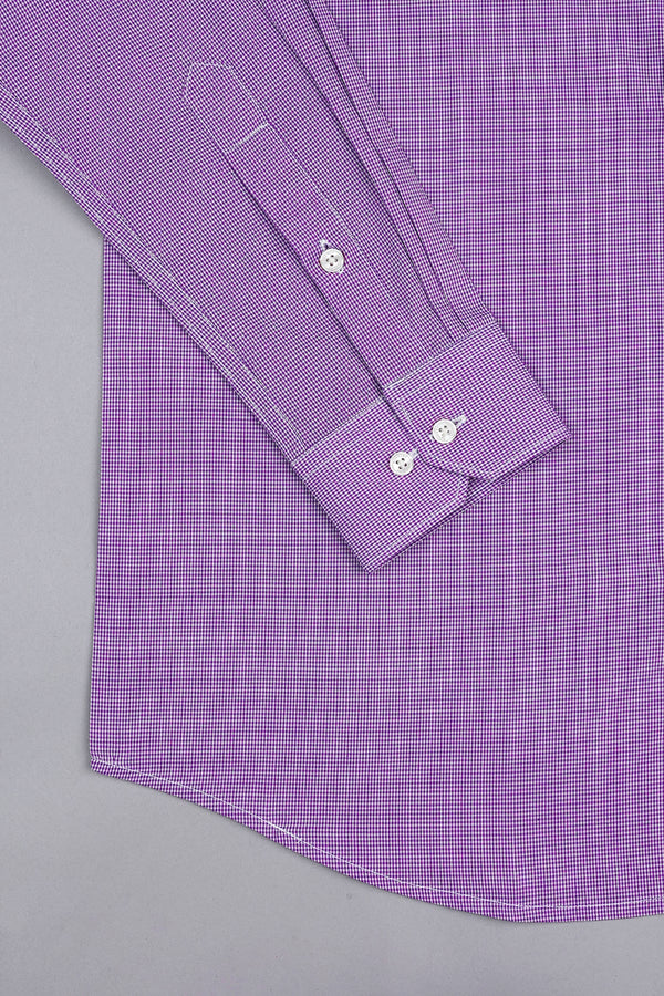 Irish purple with white mini micro check  cotton shirt