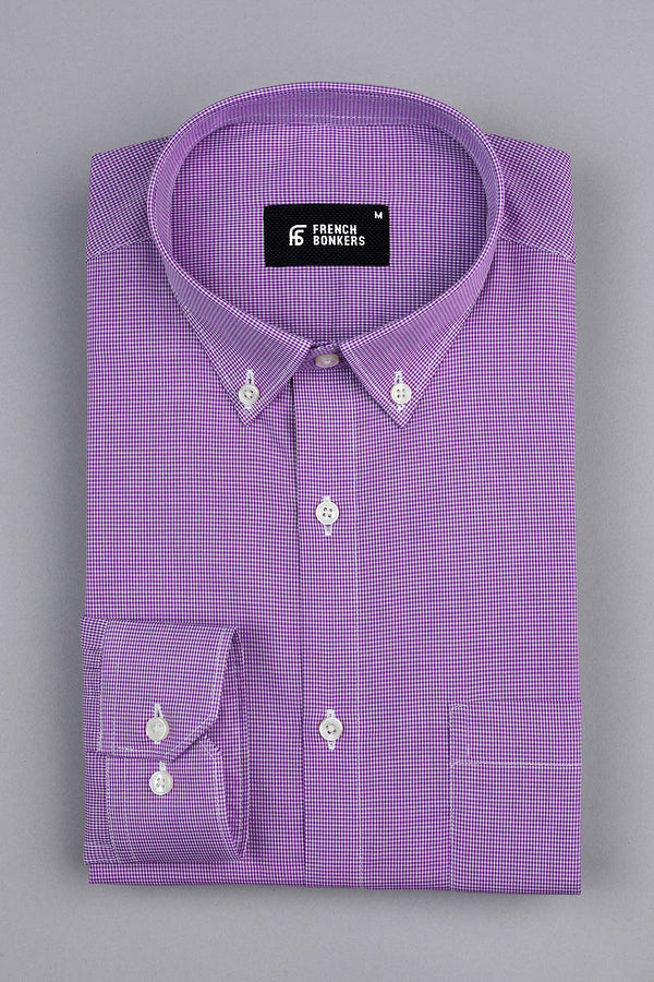 Irish purple with white mini micro check  cotton shirt